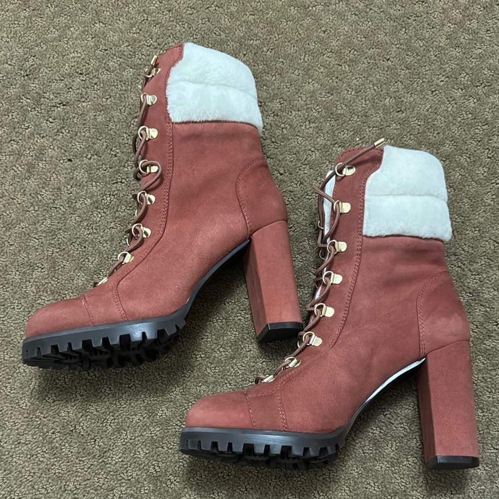 Stylish Women's Boots in Pink and Cream